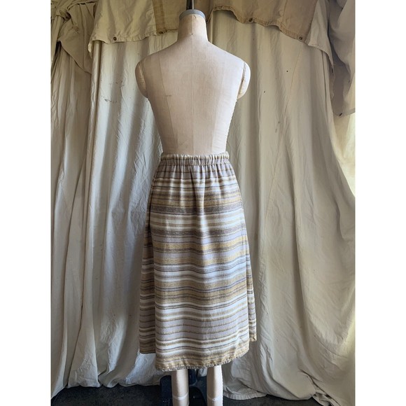 Vintage Issey Miyake Plantation Flannel Striped Skirt Size Medium Gold and Grey - Picture 4 of 6